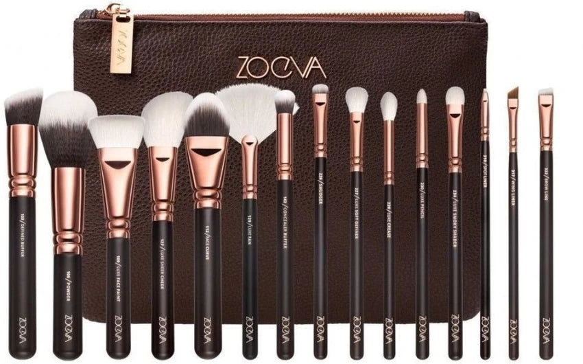 Zoeva 15 Pieces Rose Golden Makeup Brushes With Pouch