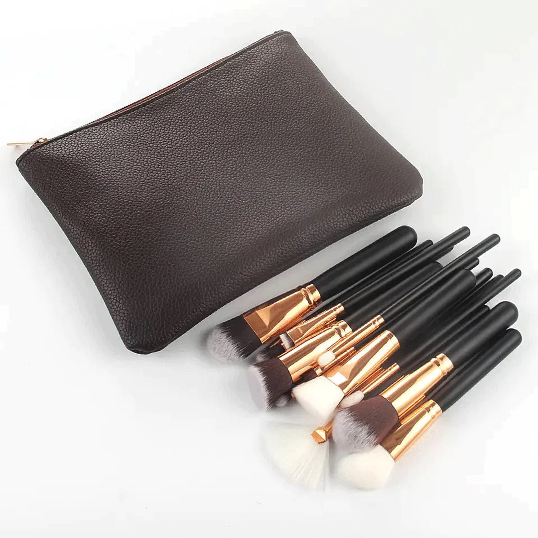 Zoeva 15 Pieces Rose Golden Makeup Brushes With Pouch THE LEVANA